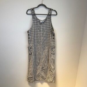 Vintage Plaid‎ Sleeveless Overall Style Dress Womens Medium Retro Granny Cottage